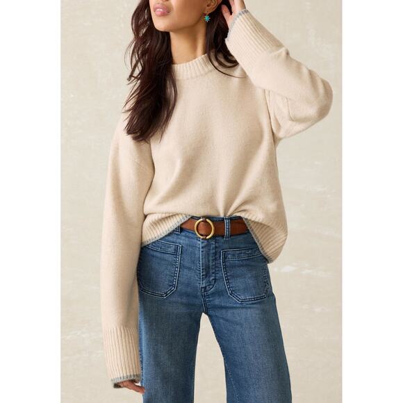 Faherty Sweaters - FAHERTY Snowdrift Wool Blend Sweater Oatmeal Large L